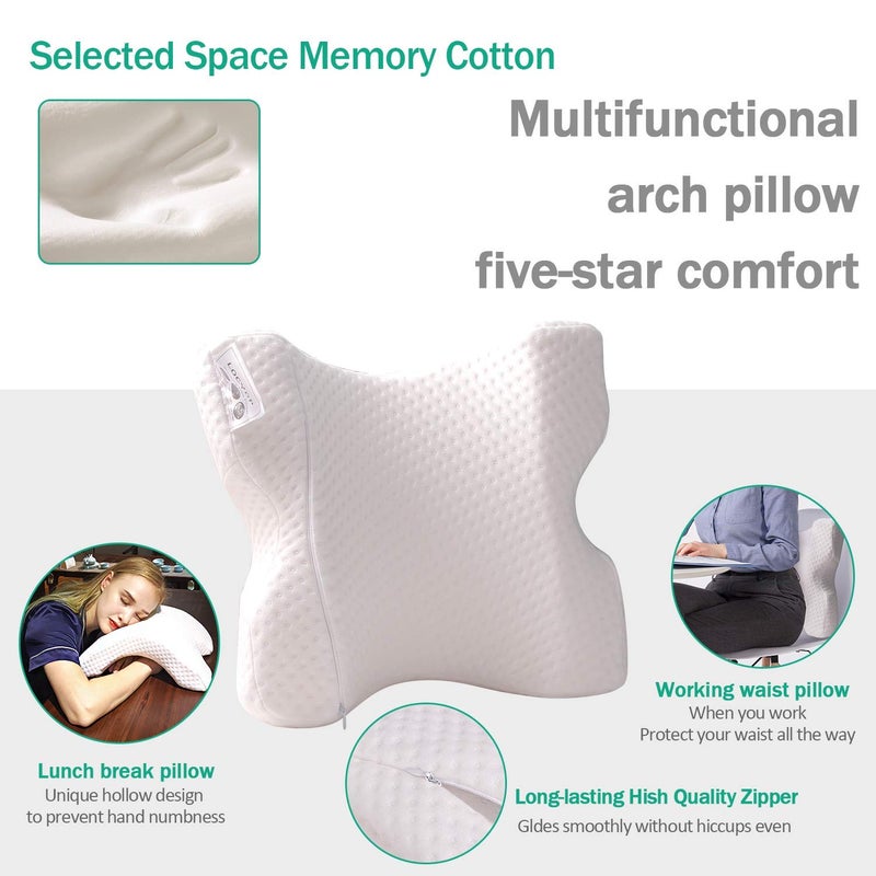 ALEVMOOM Sleeping Cuddle Pillow for Couple, Memory Foam Arched U-Shaped Arm Hole Pillow, Providing Comfort and Support in Travel Rest Office and Bed - Image 2